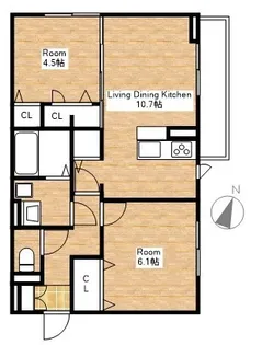 滋賀県近江八幡市鷹飼町北3丁目【アパート】の間取り
