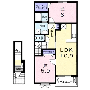 Riria Ⅶ Ⅴ【2階】の間取り