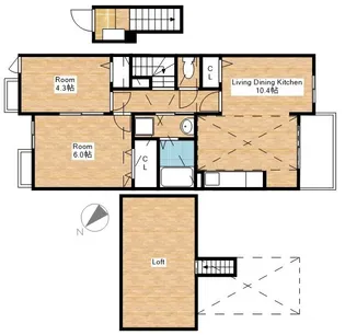 滋賀県東近江市神郷町【アパート】の間取り