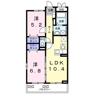 カトル アンソレイエ【1階】の間取り