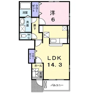 トゥー・ル・モンド【1階】の間取り
