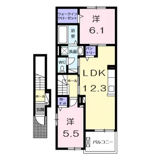 聖和町アパート【2階】の間取り