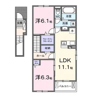 フレッシュハウス1【2階】の間取り