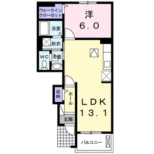 クレール聖徳A【1階】の間取り