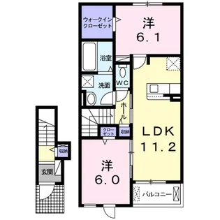 Yフォレスト八日市Ⅱ−B【2階】の間取り