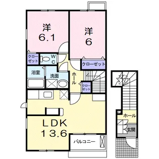 トゥー・ル・モンド【2階】の間取り