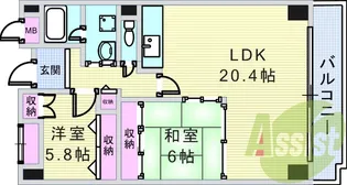 フレシア西宮【6階】の間取り