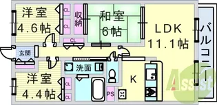 NTPRレジデンス甲子園四番町【3階】の間取り
