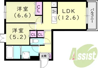 苦楽園COLN【2階】の間取り