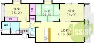 サンハイツ若草西【3階】の間取り