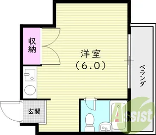 シャンブルド甲東園【405号室】の間取り