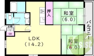 勝田ハイツ【1階】の間取り