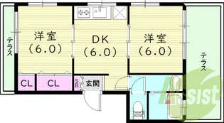メイプルコート若草【1階】の間取り