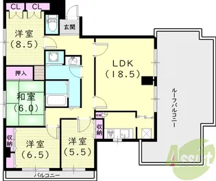 ヒルサイドテラス甲陽園【5階】の間取り