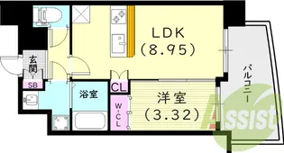 セレニテ甲子園プリエ【3階】の間取り