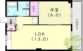 サンハイツ土井【1階】の間取り