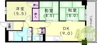 FONTAINE東園田【6階】の間取り