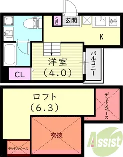 フォンテーヌ武庫川【2階】の間取り