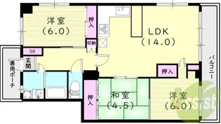 ドゥエリング北夙川【2階】の間取り