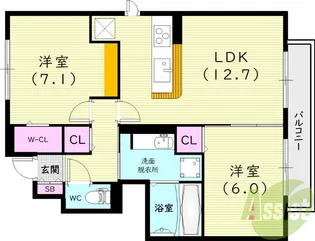 ヒルズ宝梅【1階】の間取り