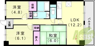 グレンツェント甲東園【5階】の間取り