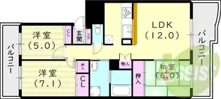 KDXレジデンス夙川ヒルズ5番館【3階】の間取り
