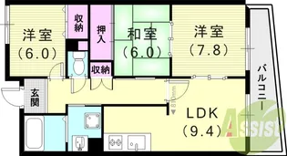 ドエル食満【4階】の間取り