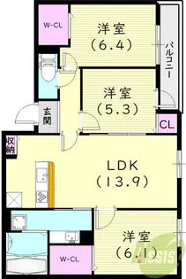 セルクル ブラン【3階】の間取り
