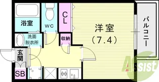 レジディア甲東園【1階】の間取り