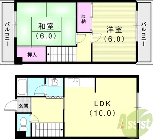 クローバーハウス【1階】の間取り