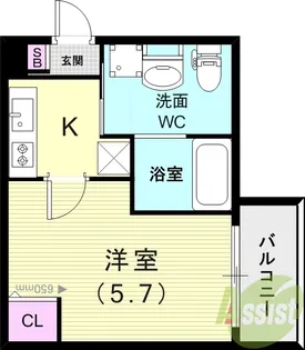 ユーヴェ常光寺【1階】の間取り