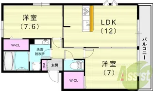 グレイスコスモス【1階】の間取り