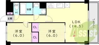 ウィズプレジール若王寺【1階】の間取り