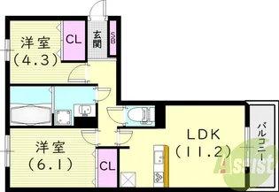エムライズ西宮【2階】の間取り