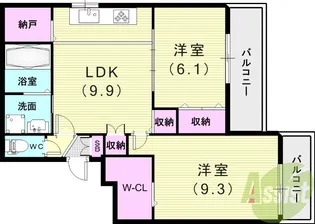 グリーンヒル甲東【2階】の間取り