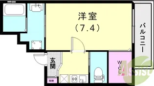 ワコーレヴィータ甲東園【202号室】の間取り