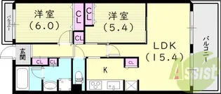 甲子園三番町ハイツ【5階】の間取り