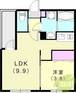 ジーメゾン東本町エルカーサ【3階】の間取り