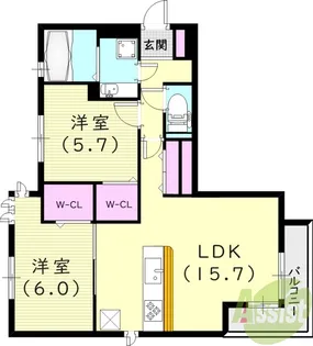 ボヌール ウエスト【2階】の間取り