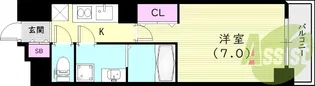 エス・キュート尼崎【6階】の間取り