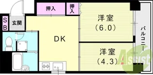 ハイコート甲子園【1階】の間取り