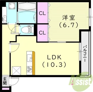 チェーン・パレス上甲子園【3階】の間取り