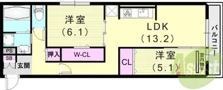 コンフィエ鳴尾【3階】の間取り