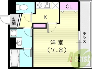 アクシリア尼崎【1階】の間取り