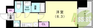 プレサンス尼崎アルモナ【13階】の間取り