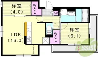D-residence上甲子園【2階】の間取り