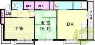 西宮グリーンハイツ1【2階】の間取り