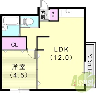 シェリル塚口【4階】の間取り