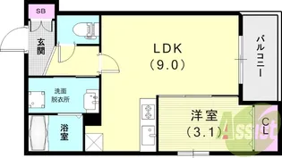 ザカラー東本町B棟【1階】の間取り
