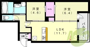 マンション RIKO塚口【1階】の間取り